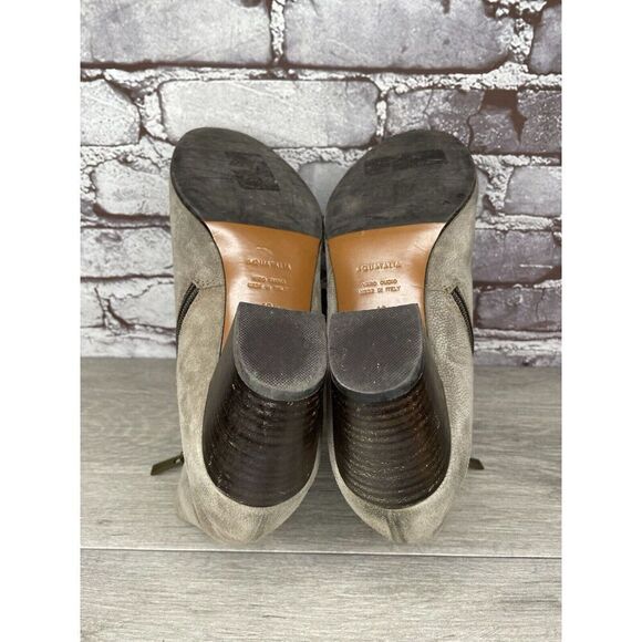 Aquatalia Taupe Suede Leather Side Zip Heel Ankle Booties Women’s Sz 10M US/41EU - Picture 7 of 16